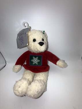 Hallmark Kiss Kiss Mistletoe Bear Plush with Snowflake Sweater